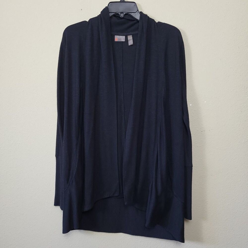 Zella Womens Black Long Sleeve Open Front‎ Classic Cardigan Sweater Size Small